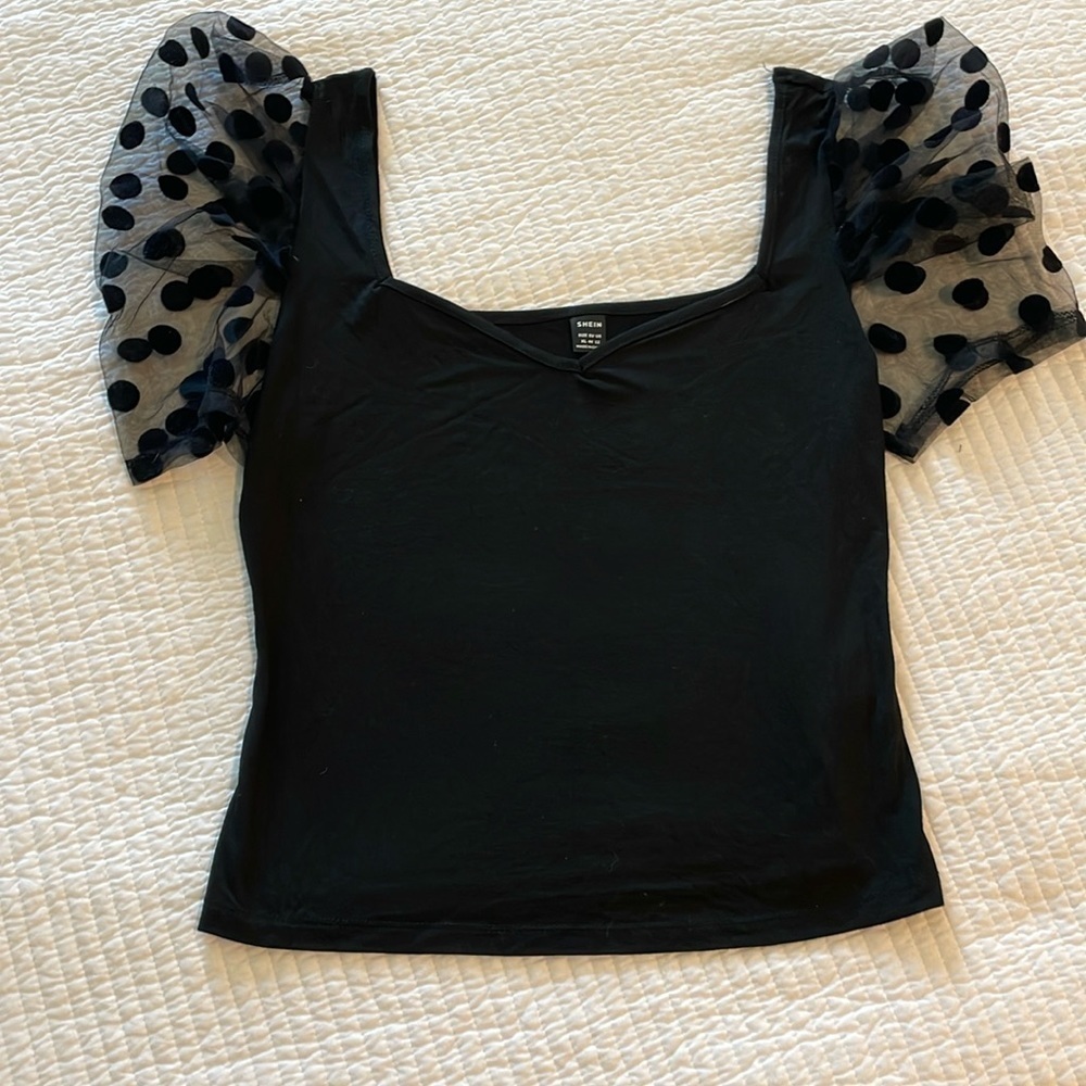 SHEIN puffy mesh short sleeve top🖤